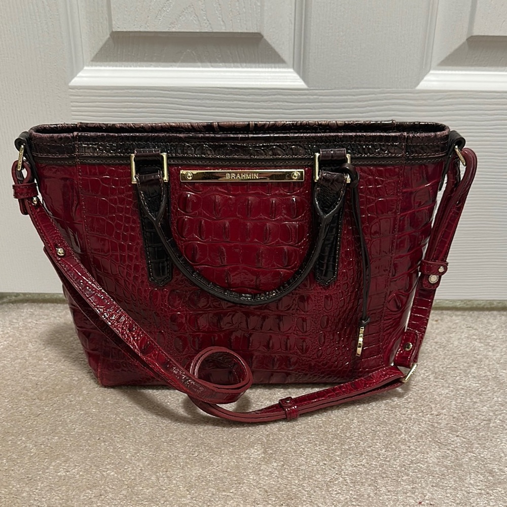 Brahmin Red Crocodile Embossed Women's Handbag or Shoulder bag